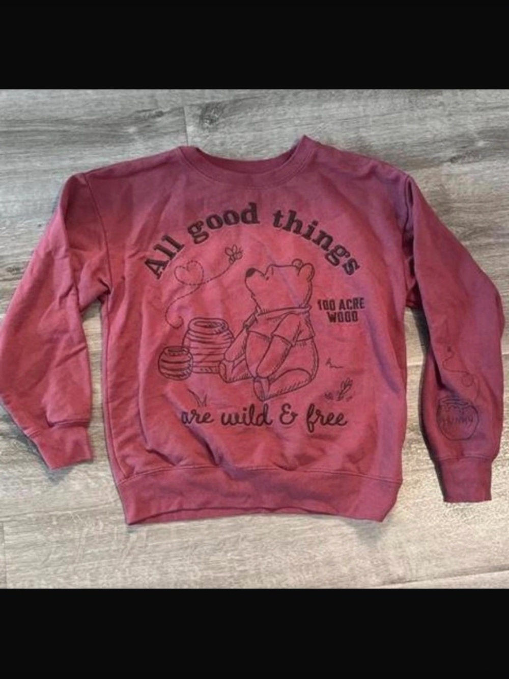 Disney Burgundy Winnie the Pooh Crewneck Sweatshirt